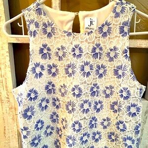 Julia Jordan Floral Lace Sleeveless Dress - Blue and White